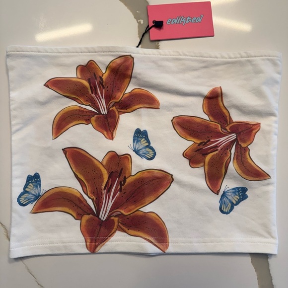 Edikted Tiger Lily Print Cotton Tube Top - Picture 2 of 5